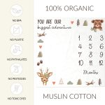 ZICOTO Modern Baby Milestone Blanket - Beautiful Woodland Friends Design for Personalized Monthly Baby Pictures - Cherish Your Adorable Babys Boy Or Girl Milestones Forever